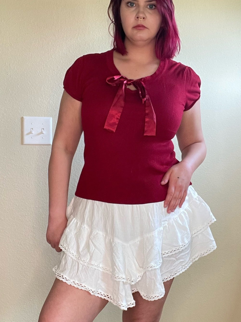 Apt 9 Red Top with Bow Detail